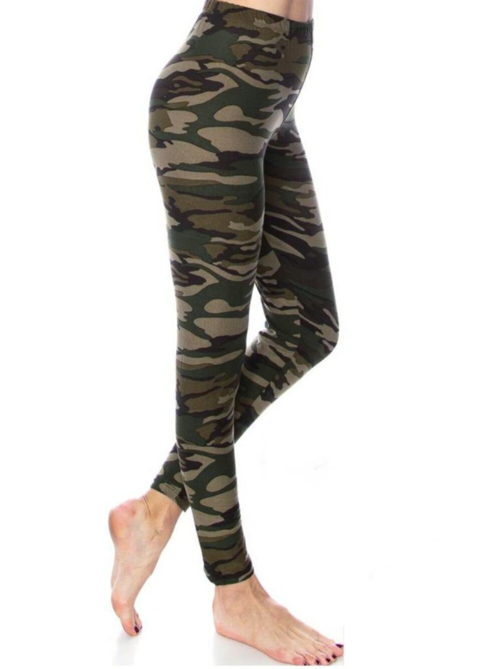 Olive Green Camo Print Leggings